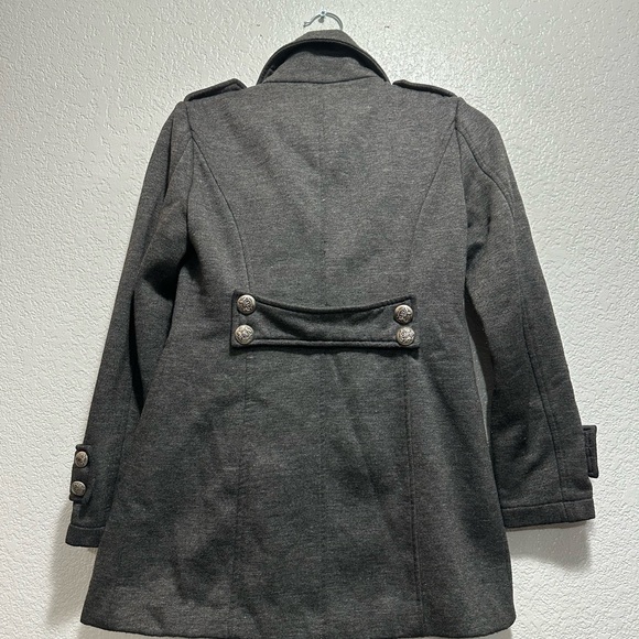 Vintage Y2K Forever 21 Charcoal Double-Breasted Trench Coat - Picture 6 of 8